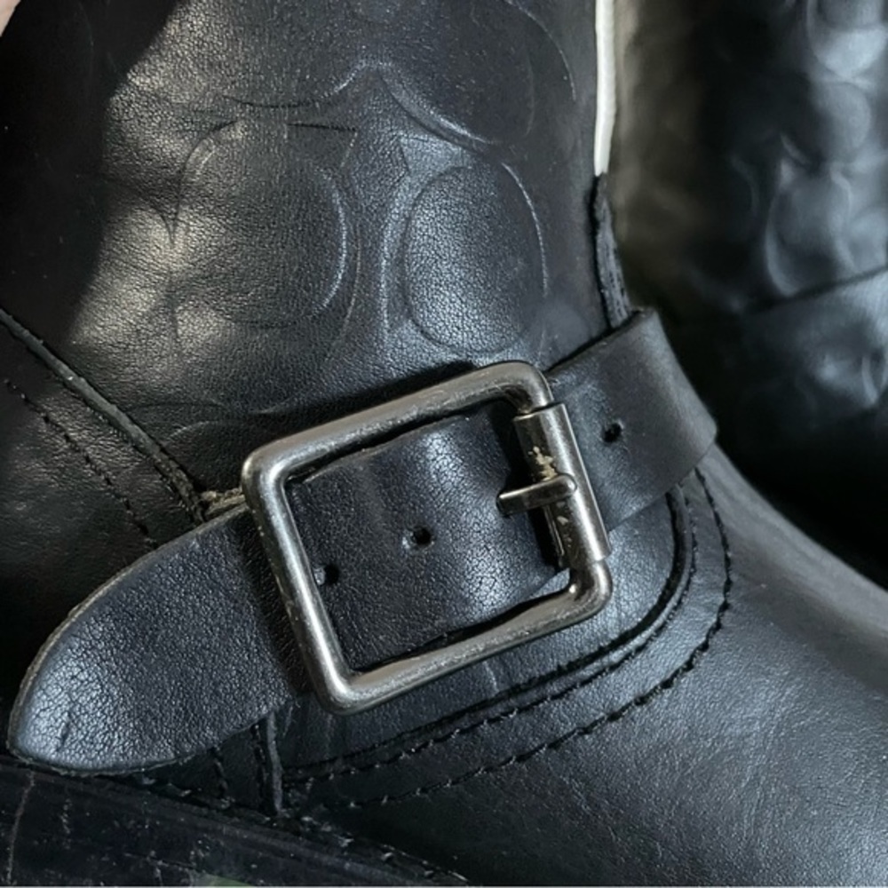 Frye x Coach Collab Knee Boots w Low Key Monogram/Logos - Picture 5 of 15